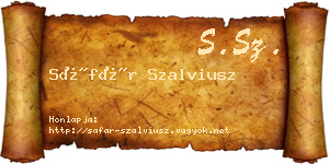 Sáfár Szalviusz névjegykártya